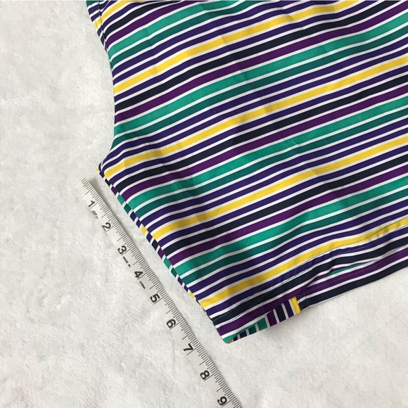 Perry Ellis Striped Men's Medium Swim Trunks Board Shorts Green Blue Yellow - Picture 9 of 13